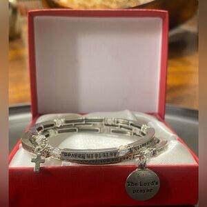 Silver Wrap Lord’s Prayer Bracelet with Charms